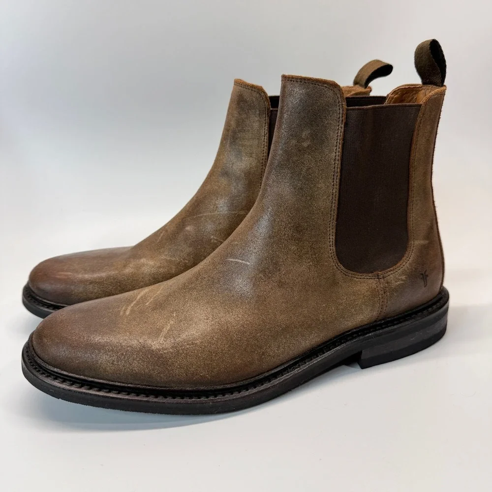 Frye‎ Seth Chelsea Boot Men 9 D Brown Chocolate Patina Classic